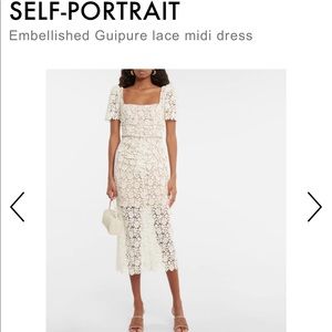 Self-Portrait Embellished Guipure Lace Midi Dress